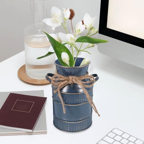 Vintage Galvanized Milk Can Flower Vase