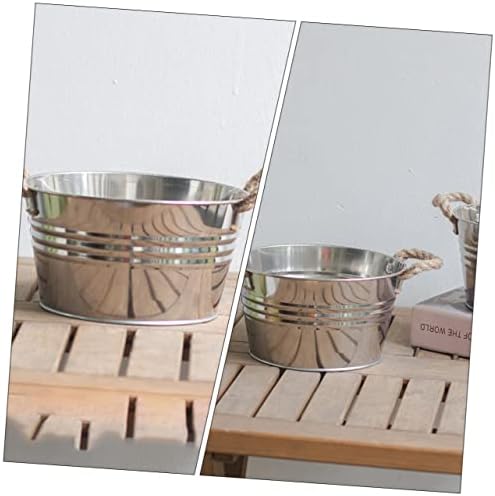 BESPORTBLE Rustic Bucket Vase with Hemp Rope Handle