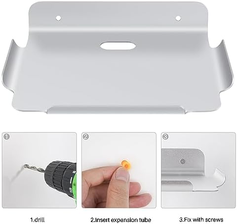 8x64 Floating Metal Wall Shelf for Smart Home Devices - Silver