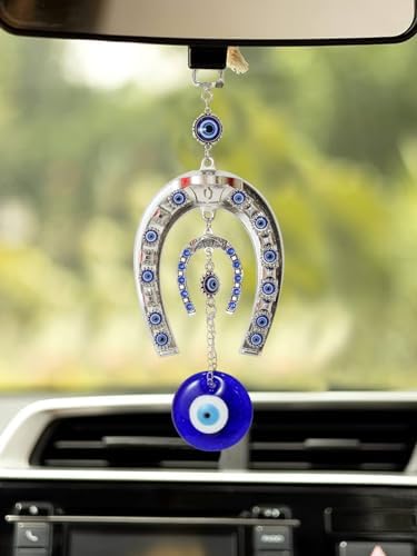 Tied Ribbons Evil Eye Hanging Ornament Set - 2 Pcs 10 Inch Metal