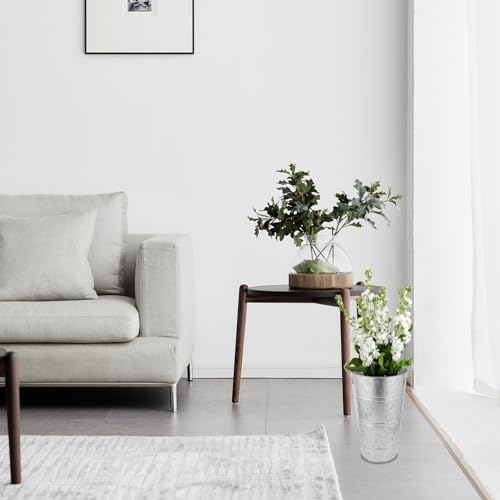 Rustic Iron Flower Bucket Vase for Home Decor