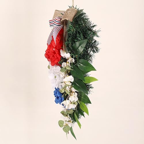 197inch Patriotic Teardrop Wreath Red White Blue Hydrangea