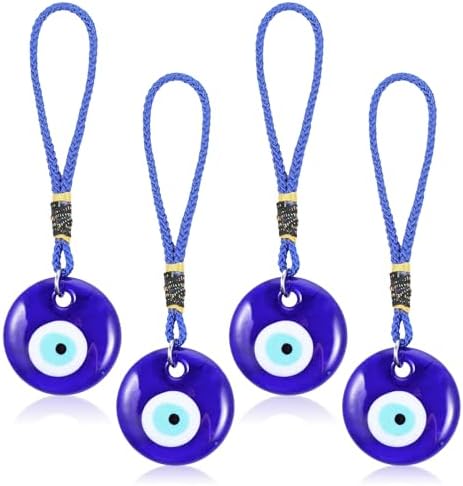 4 Pcs Blue Evil Eye Glass Hanging Pendant for Good Luck Protection
