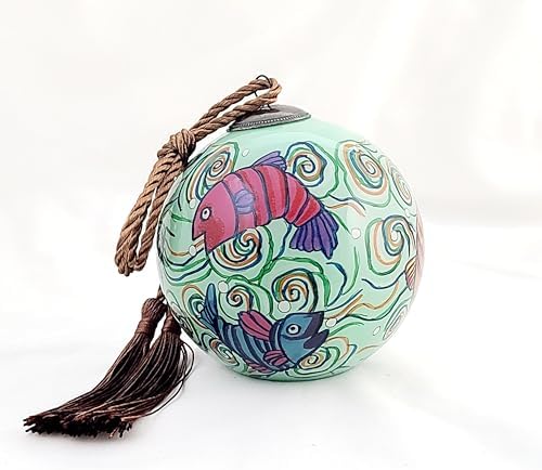 Handmade Painted Glass Fish Ornament with Gift Box