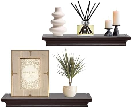 AHDECOR Floating Shelves Set of 2 Espresso Brown