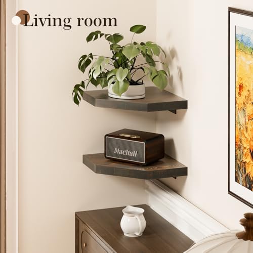 Habudda Corner Shelf Dark Walnut 100 Pine Wood