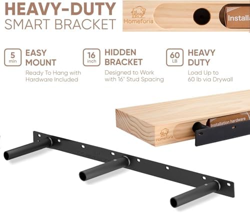 Homeforia 60 Inch Floating Honey Oak Shelves Set of 2