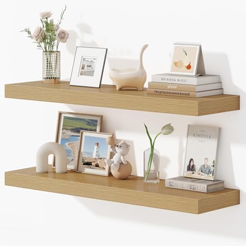Dreamland 36 Inch Floating Shelves Set of 2 Oak