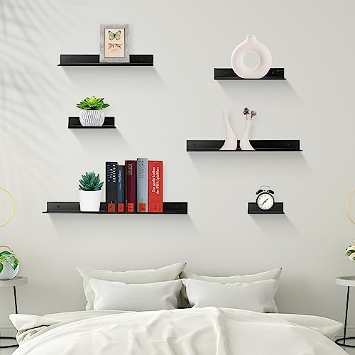 Z Metnal Floating Wall Shelves 20 Inch 2 Pack Matt Black