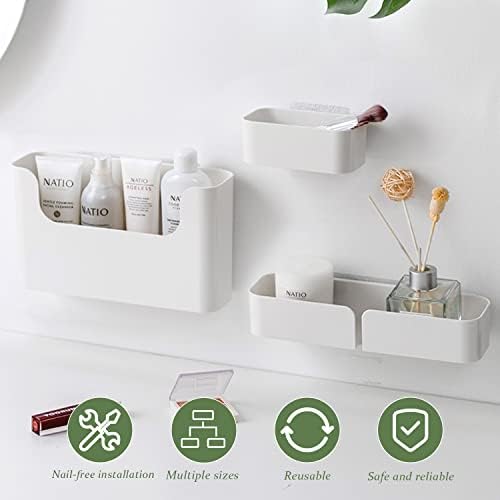 4 Pack White Floating Wall Shelf Organizer Set