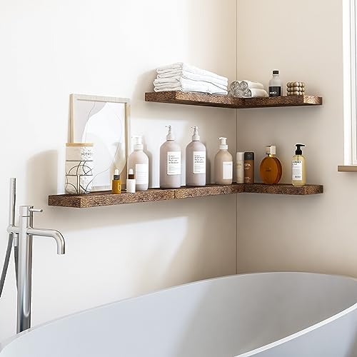 Fixwal 158in Floating Shelves Rustic Brown 5 Pack