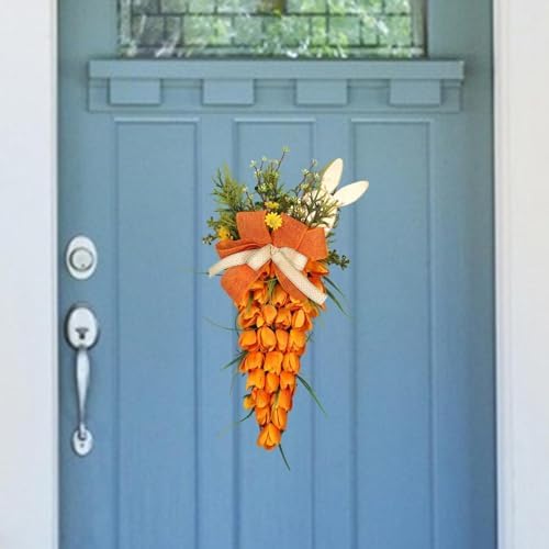 Easter Tulip Swag Decor with Bunny Handmade Wreath
