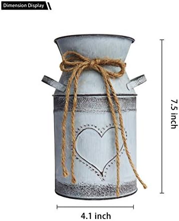 MISIXILE Vintage Galvanized Milk Can Flower Vase
