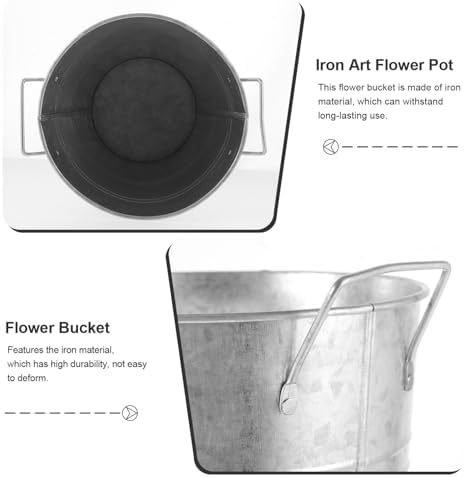 Rustic Iron Flower Bucket Vase for Home Decor