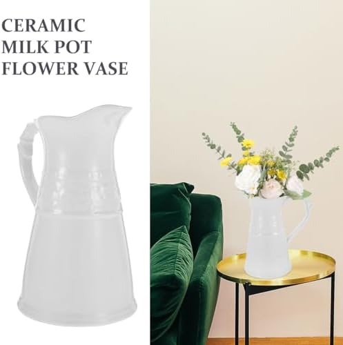 Amosfun White Ceramic Pitcher Vase 76 Inch