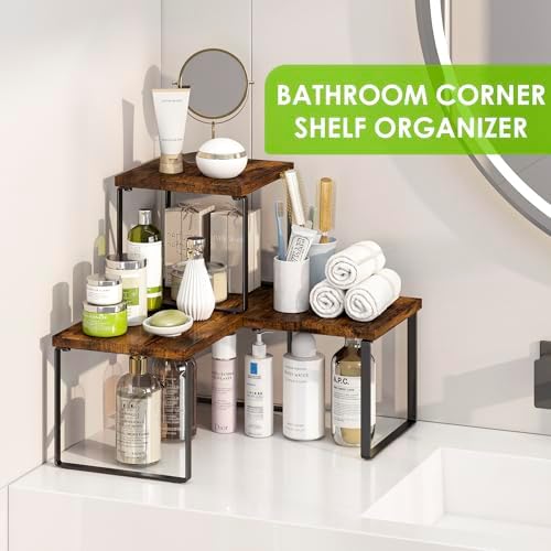 Kitchen Corner Shelf 2 Tier Adjustable Spice Rack Organizer