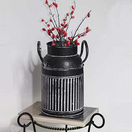 Farmhouse Galvanized Bucket Vase - Black