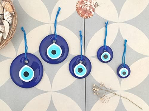 Blue Evil Eye Hanging Ornament Set of 5 - Turkish Glass Nazar Charm