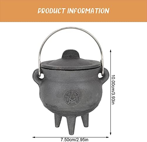 BESTonZON Triple Moon Cast Iron Cauldron with Lid Halloween Decor