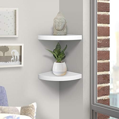 Ahdecor White Corner Shelves Set of 2