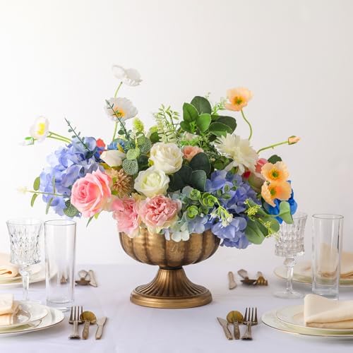 2 Pcs Distressed Gold Compote Vases for Centerpieces