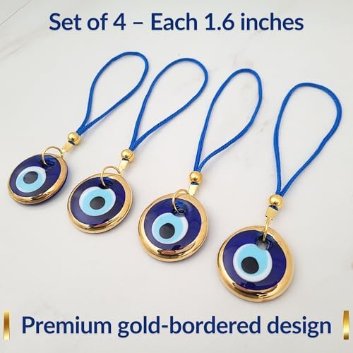 Evil Eye Car Hanging Gold Ornament Set of 4