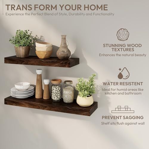 Marsmiles 30 Inch Floating Shelves with Hidden Brackets 2 Pack