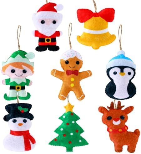 Whaline 8Pcs 3D Felt Christmas Ornament Set