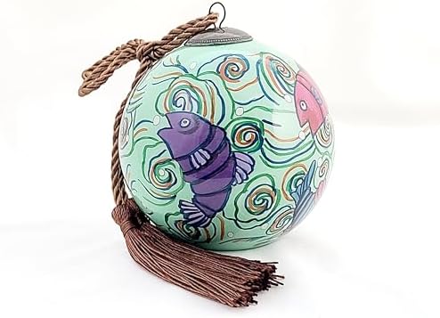 Handmade Painted Glass Fish Ornament with Gift Box