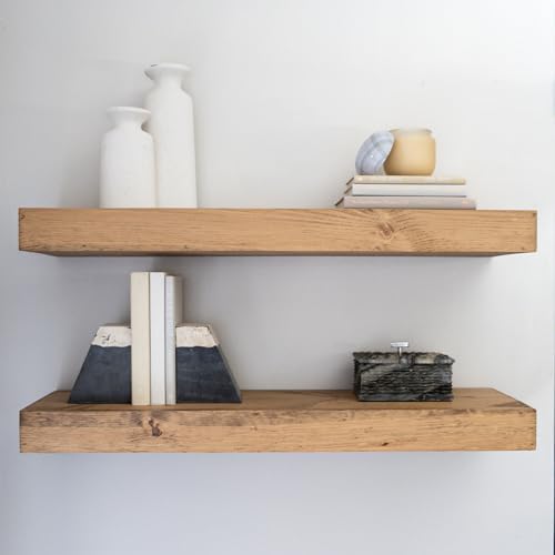 Modern Floating Shelves 3 Inches Thick Set of 2