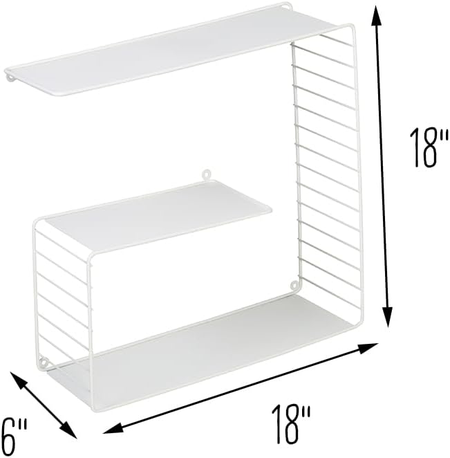 Honey-Can-Do 3-Tier Floating Square Metal Wall Shelf White