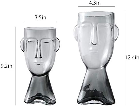 Floral Vase Glass Decorative Large Head Planter Urn