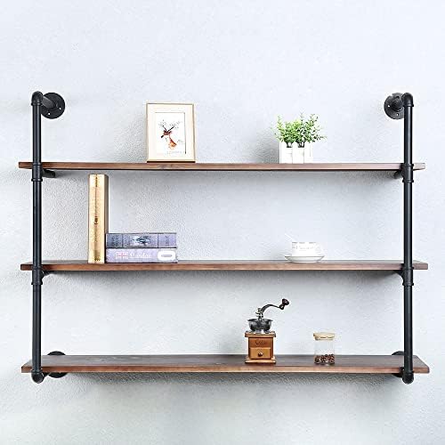 Industrial Pipe Shelves with Wood Planks 3 Tier 48in