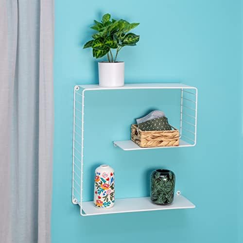 Honey-Can-Do 3-Tier Floating Square Metal Wall Shelf White