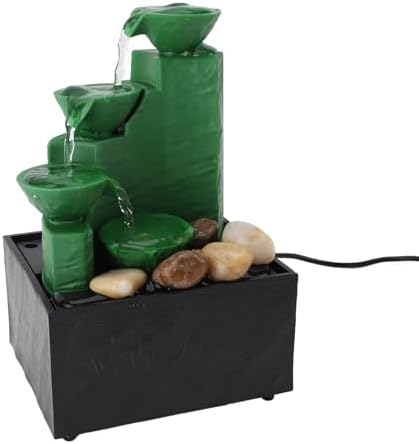 Tabletop Fountain with LED Light and Stones for Office and Bedroom