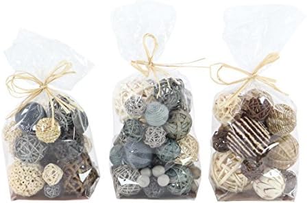 Deco 79 Coastal Dried Plant Orbs Set of 3 6W 11H Gray