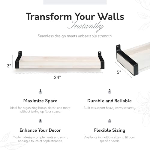 InPlace Wall Mounted Floating Shelf Distressed White 5x24x3