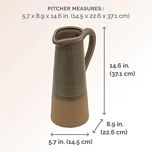 Elements Ceramic Pitcher Vase Sage Green 15 Inch