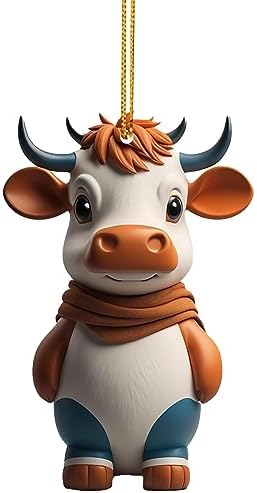 Lanema Playful 3D Cartoon Cow Car Pendant Decorations
