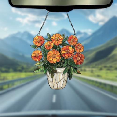 Widoteo Marigold Basket Acrylic Hanging Decor