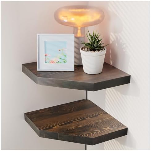 Habudda Corner Shelf Dark Walnut 100 Pine Wood