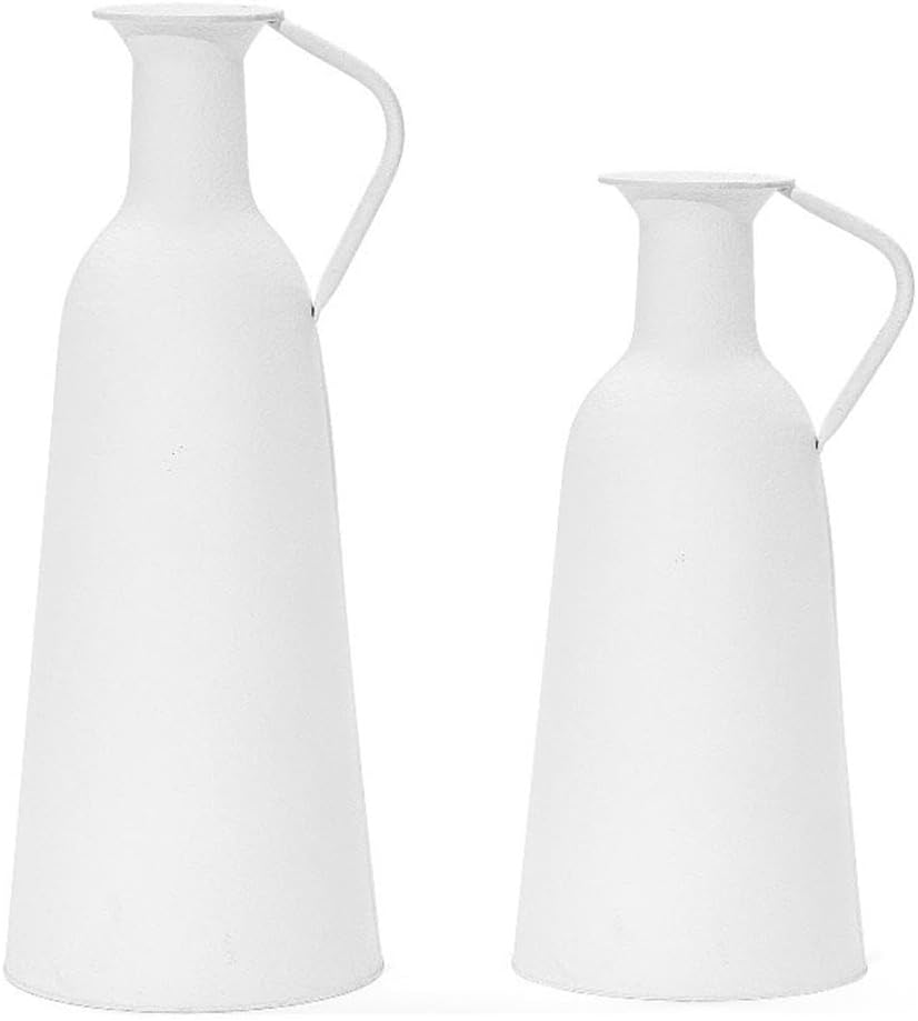 LuxenHome 2 Pc Iron Metal Pitcher Vase Set