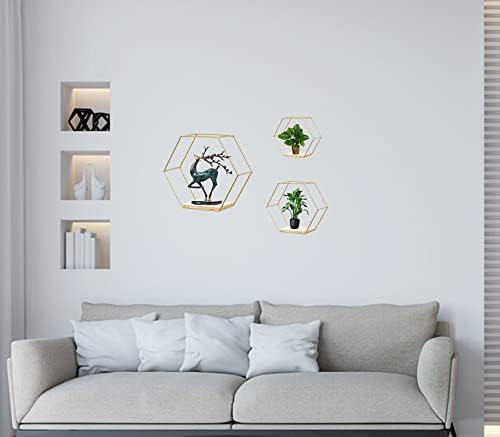ZUIDSYI Wall Mounted Hexagon Floating Shelves Set of 3