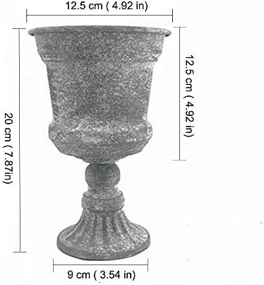 Creative Classic Urn Planter Rustic Metal Pedestal Flower Vase Grey