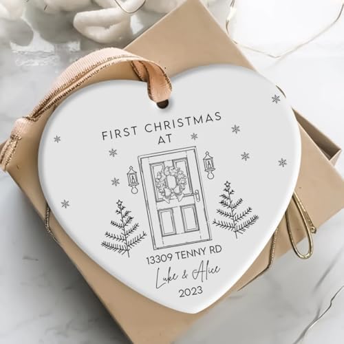 First Christmas Custom Name and Address Personalized Ornament