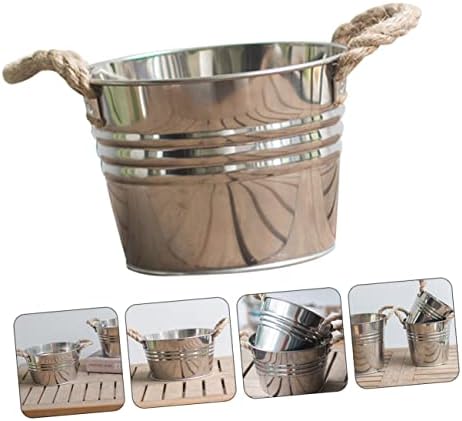 BESPORTBLE Rustic Bucket Vase with Hemp Rope Handle