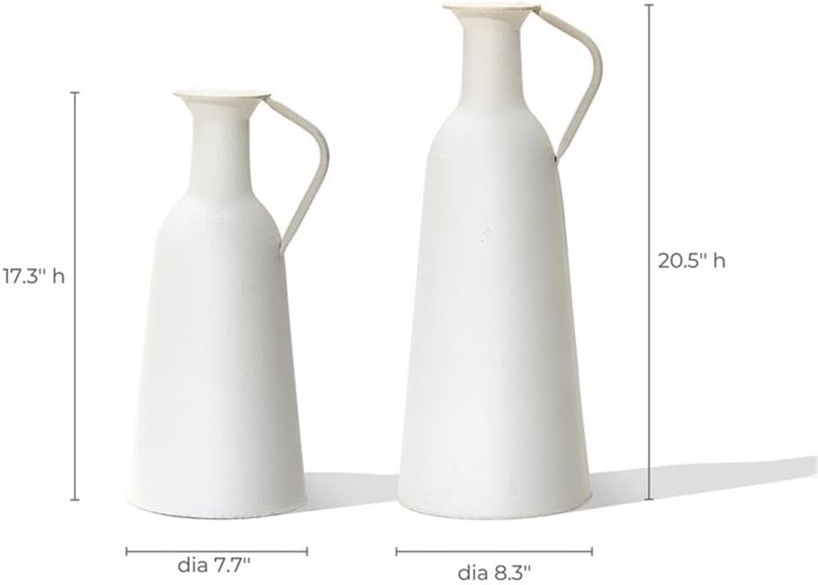 LuxenHome 2 Pc Iron Metal Pitcher Vase Set