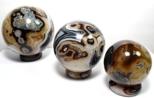HQRP Banded Agate Stand for Meditation Crystal - 36mm Natural Stone