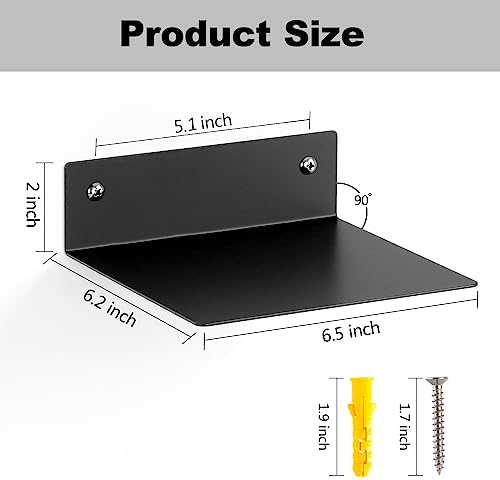 ELSKERHOME Small Floating Shelf Set of 2 Black Metal Book Shelves