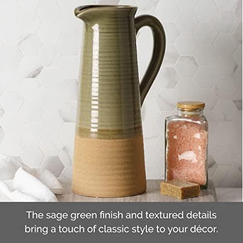 Elements Ceramic Pitcher Vase Sage Green 15 Inch